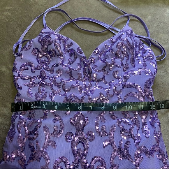 NWOT Lulus Limitless Glamour Lavender Sequin Lace-Up Maxi Dress - Picture 9 of 10